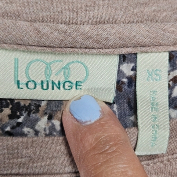 LOGO Lounge French Terry Cross-Over Back Top w/ Chiffon Cocoa XS Casual Boho - Picture 11 of 11